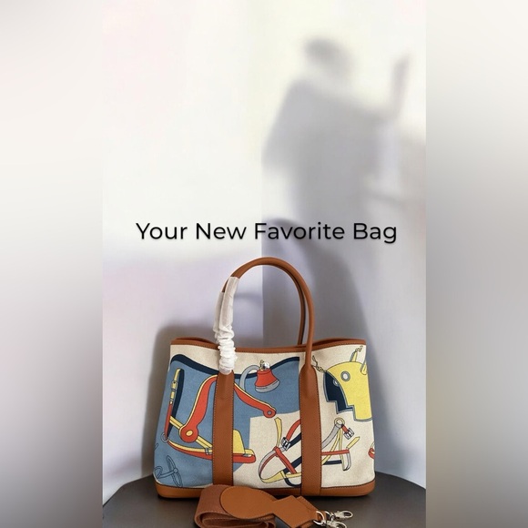 New Stylish Brown Leather Canvas Multicolor Crossbody Tote Bag Removable Strap - Picture 4 of 8